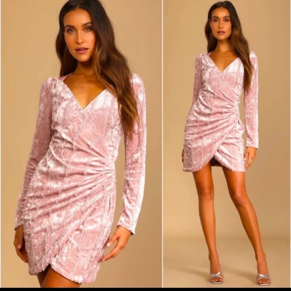 Lulus Dresses & Skirts - Lulus Crushed Velvet Pink Tulip Dress